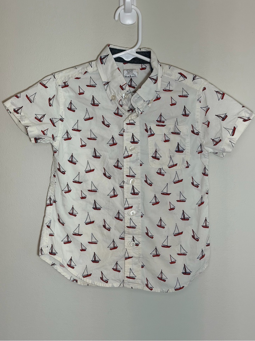 Crewcuts Boys Sailboat Short Sleeve Button Down Shirt